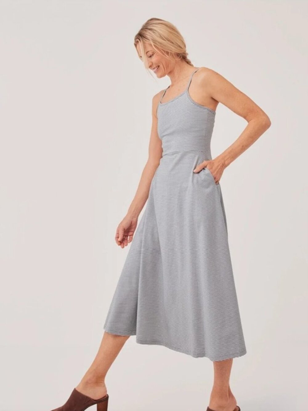 Pact Fit & Flare Midi Dress in Stripe